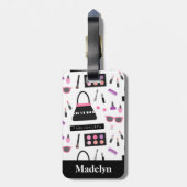 ファッショニスタトレンディーの化粧女の子の一流の荷物のラベル ラゲッジタグ (裏面縦)