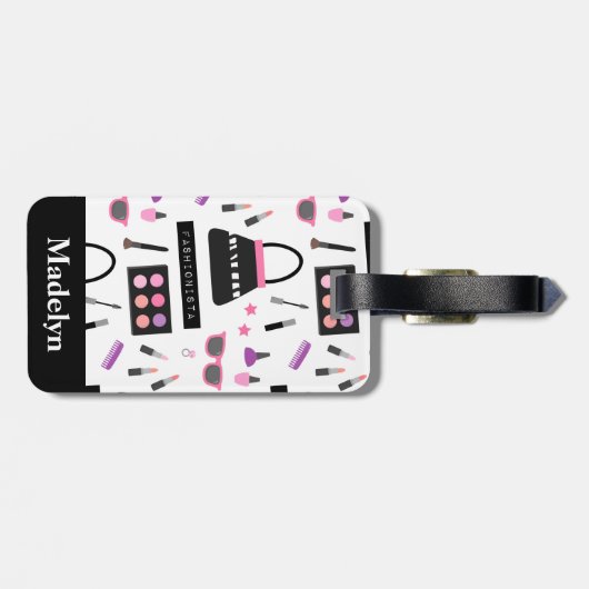 ファッショニスタトレンディーの化粧女の子の一流の荷物のラベル ラゲッジタグ (裏面横)