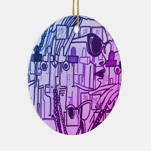 ファッショニスタトレンディーの流行のクリスマスの装飾の紫色 セラミックオーナメント (右)