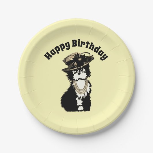 ファッショニスタドギー/ファッションデザイナー黄色 ペーパープレート (正面)