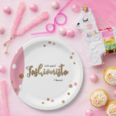 ファッショニスタピンクの金ゴールドの紙吹雪の誕生日のテーマ ペーパープレート (パーティー)