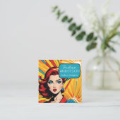 ファッショニスタレトロアポップ・アートのートレディーウーマン スクエア名刺 (スタンド正面)