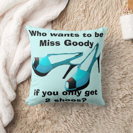 ファッショニスタ失敗の糖菓2の靴のターコイズの黒 クッション (ブランケット)