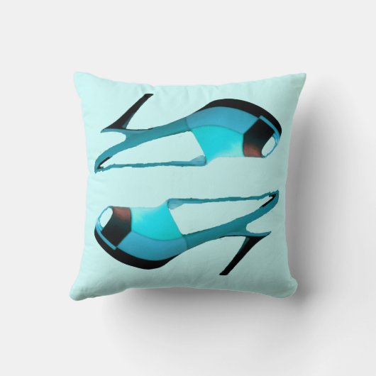 ファッショニスタ失敗の糖菓2の靴のターコイズの黒 クッション (裏面)