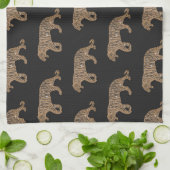 ファッショニスタ金ゴールドブラックグリッタータイガーパターン キッチンタオル (折り畳み)