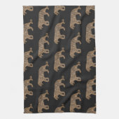 ファッショニスタ金ゴールドブラックグリッタータイガーパターン キッチンタオル (縦)