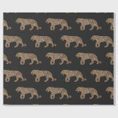 ファッショニスタ金ゴールドブラックグリッタータイガーパターン ラッピングペーパー (フラット)