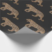 ファッショニスタ金ゴールドブラックグリッタータイガーパターン ラッピングペーパー (角)