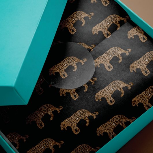 ファッショニスタ金ゴールドブラックグリッタータイガーパターン 薄葉紙