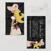 ファッショニスタ311の白のビキニのピンクの花柄のブロンドの女性 名刺 (正面/裏面)