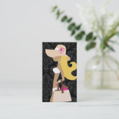 ファッショニスタ311の白のビキニのピンクの花柄のブロンドの女性 名刺 (スタンド正面)