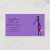 ファッショニスタminniemay紫色の灰色のダマスク織 名刺 (裏面)