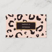 ファッションかわいらしピンクヒョウ金ゴールドフレーム 名刺 (正面)