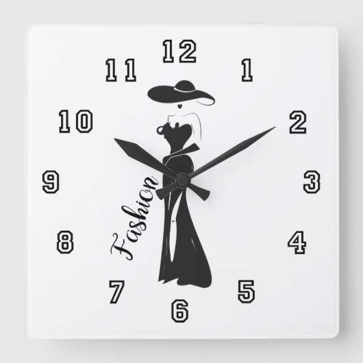 ファッションのかわいくガーリーなヴィンテージのアールデコのデザイン スクエア壁時計 (正面)