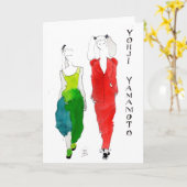 ファッションのイラストレーションの挨拶状 カード (黄色い花)