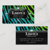 ファッションのシマウマのジュエリーのモダンな青緑 名刺 (正面/裏面)