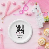 ファッションのシルエットのシックなピンクおよび黒人女性 ペーパープレート (パーティー)