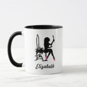 ファッションのシルエットのシックなピンクおよび黒人女性 マグカップ (左)