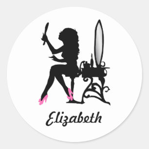 ファッションのシルエットのシックなピンクおよび黒人女性 ラウンドシール