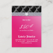 ファッションのジュエリーのギフト券の房状のサテンのピンク 割引カード (裏面)