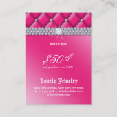 ファッションのジュエリーのギフト券の房状のサテンのピンク 割引カード (裏面)