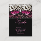 ファッションのジュエリーのシマウマのレースのピンクのジャンボ 名刺 (裏面)