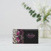 ファッションのジュエリーのシマウマのレースのピンクの名刺 名刺 (スタンド正面)