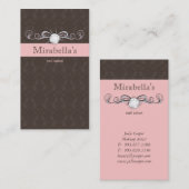 ファッションのジュエリーのダマスク織の渦巻のピンクブラウン 名刺 (正面/裏面)