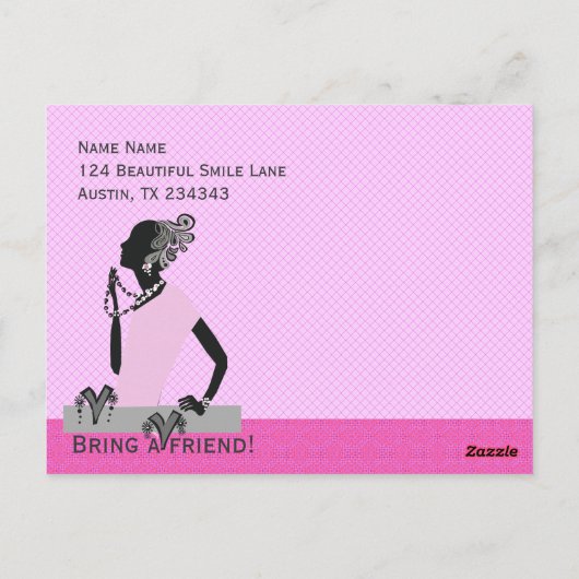 ファッションのジュエリーのトランクショーのカスタムな女性モデル ポストカード (裏面)
