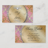 ファッションのジュエリーのメーキャップアーティストのダマスク織のきらきら光るなカッコいい 名刺 (正面/裏面)