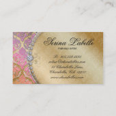 ファッションのジュエリーのメーキャップアーティストのダマスク織のきらきら光るなカッコいい 名刺 (裏面)