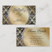 ファッションのジュエリーのメーキャップアーティストのダマスク織の王冠のカッコいい 名刺 (正面/裏面)