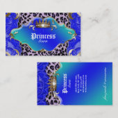 ファッションのジュエリーの名刺のヒョウのレースの青 名刺 (正面/裏面)