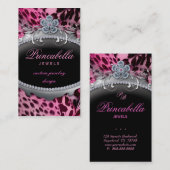ファッションのジュエリーの名刺の花のヒョウのピンク 名刺 (正面/裏面)