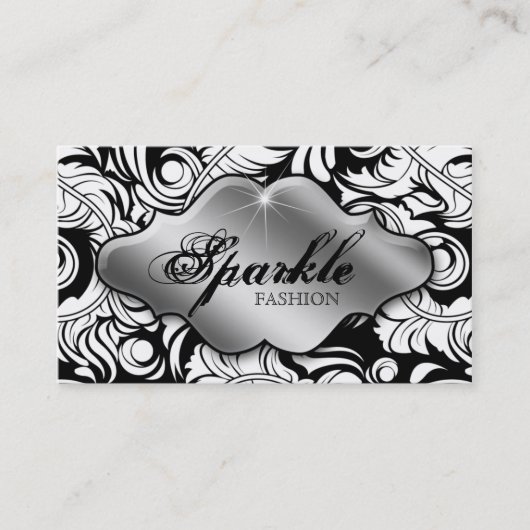 ファッションのジュエリーの名刺の葉の渦巻の銀 名刺 (正面)