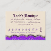 ファッションのジュエリークラブカードレースのヒョウのPurplのクリーム 名刺 (裏面)