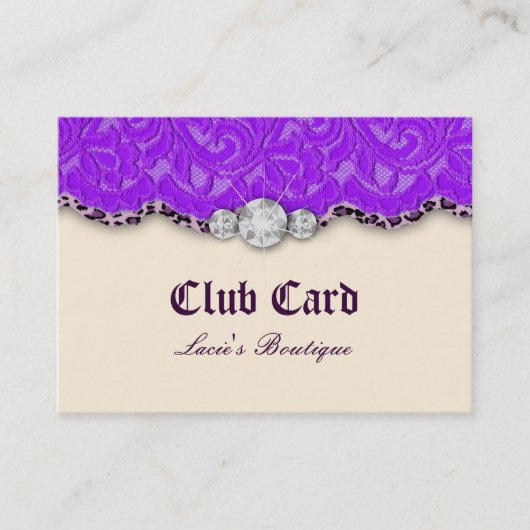 ファッションのジュエリークラブカードレースのヒョウのPurplのクリーム 名刺 (正面)