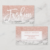 ファッションのタイポグラフィのばら色の金ゴールドのグリッターの大理石 名刺 (正面/裏面)