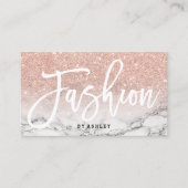 ファッションのタイポグラフィのばら色の金ゴールドのグリッターの大理石 名刺 (正面)