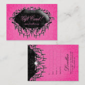 ファッションのダマスク織のジュエリーのギフト券のピンクの黒 割引カード (正面/裏面)