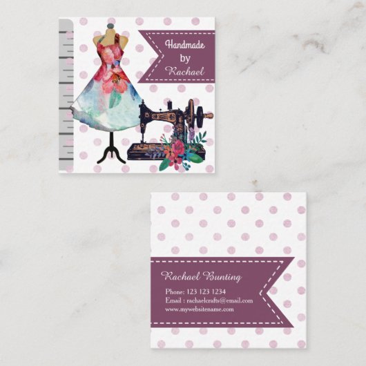 ファッションのデザインおよびハンドメイドの技術 スクエア名刺 (正面/裏面)