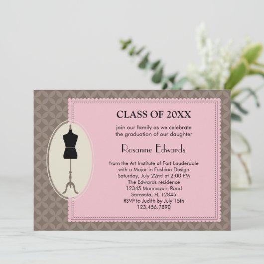 ファッションのデザインの卒業の招待状 招待状 (スタンド正面)