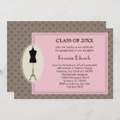 ファッションのデザインの卒業の招待状 招待状 (正面/裏面)