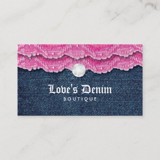 ファッションのデニムのジーンズのレースのジュエリーのピンク 名刺 (正面)
