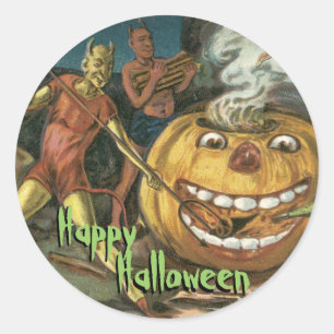ファッションのハロウィンの古いステッカー-悪魔 ラウンドシール