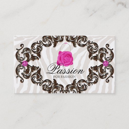 ファッションのハンドバッグのばら色の財布のピンクのシマウマフレーム 名刺 (正面)