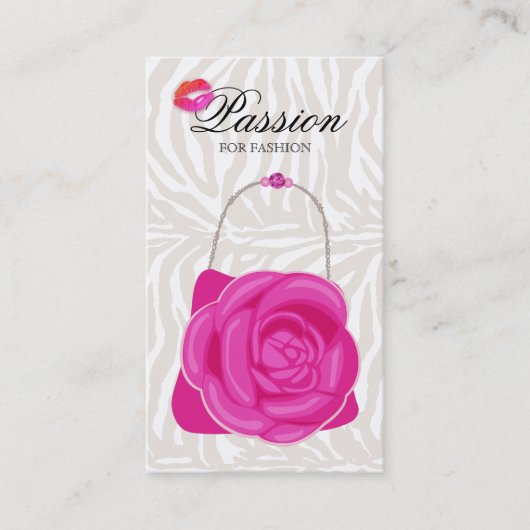 ファッションのハンドバッグのばら色の財布のピンクのシマウマ 名刺 (正面)