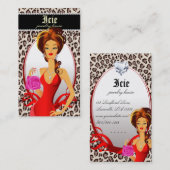 ファッションのハンドバッグの名刺の赤いヒョウベージュ色 名刺 (正面/裏面)