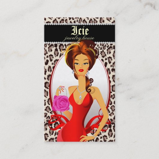 ファッションのハンドバッグの名刺の赤いヒョウベージュ色 名刺 (正面)