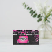 ファッションのハンドバッグの王冠の財布のピンクのレースのシマウマ 名刺 (スタンド正面)